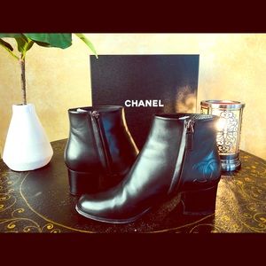 CHANEL Black short boots SZ 38